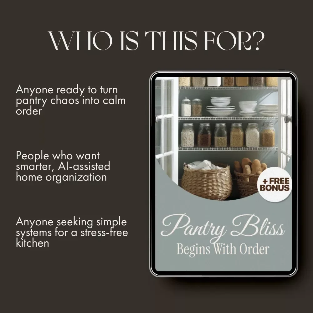 Pantry Bliss Begins with Order | Digital Download Guide for Organized Kitchens, AI-Powered Pantry Management, Decluttering & Smart Storage Checklist