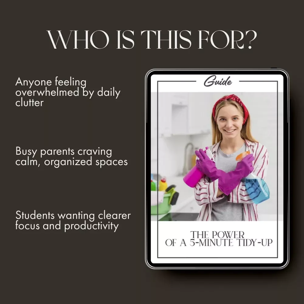 The Power of a 5-Minute Tidy-Up | How to Create a 5-Minute Nightly Tidy Up Routine | Minimalist Home Habit Guide, Clean Space eBook, Digital Download