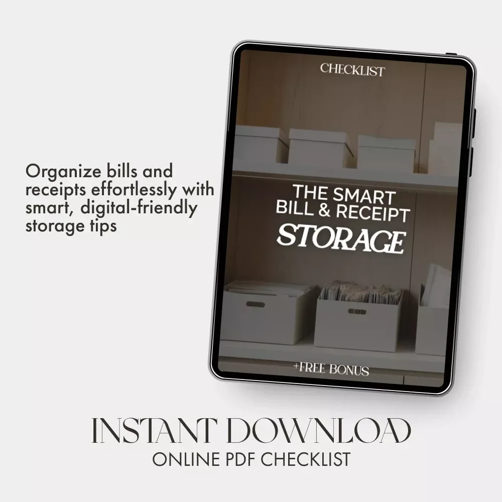 The Smart Bill & Receipt Storage Checklist | Digital Download for Organized Finances | Best Way to Store Bills and Receipts | Paper & Digital Filing System Guide