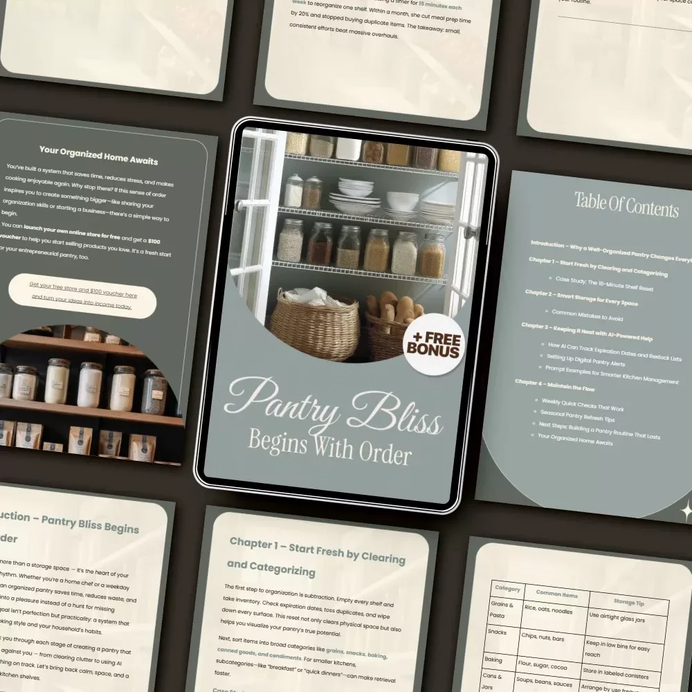 Pantry Bliss Begins with Order | Digital Download Guide for Organized Kitchens, AI-Powered Pantry Management, Decluttering & Smart Storage Checklist