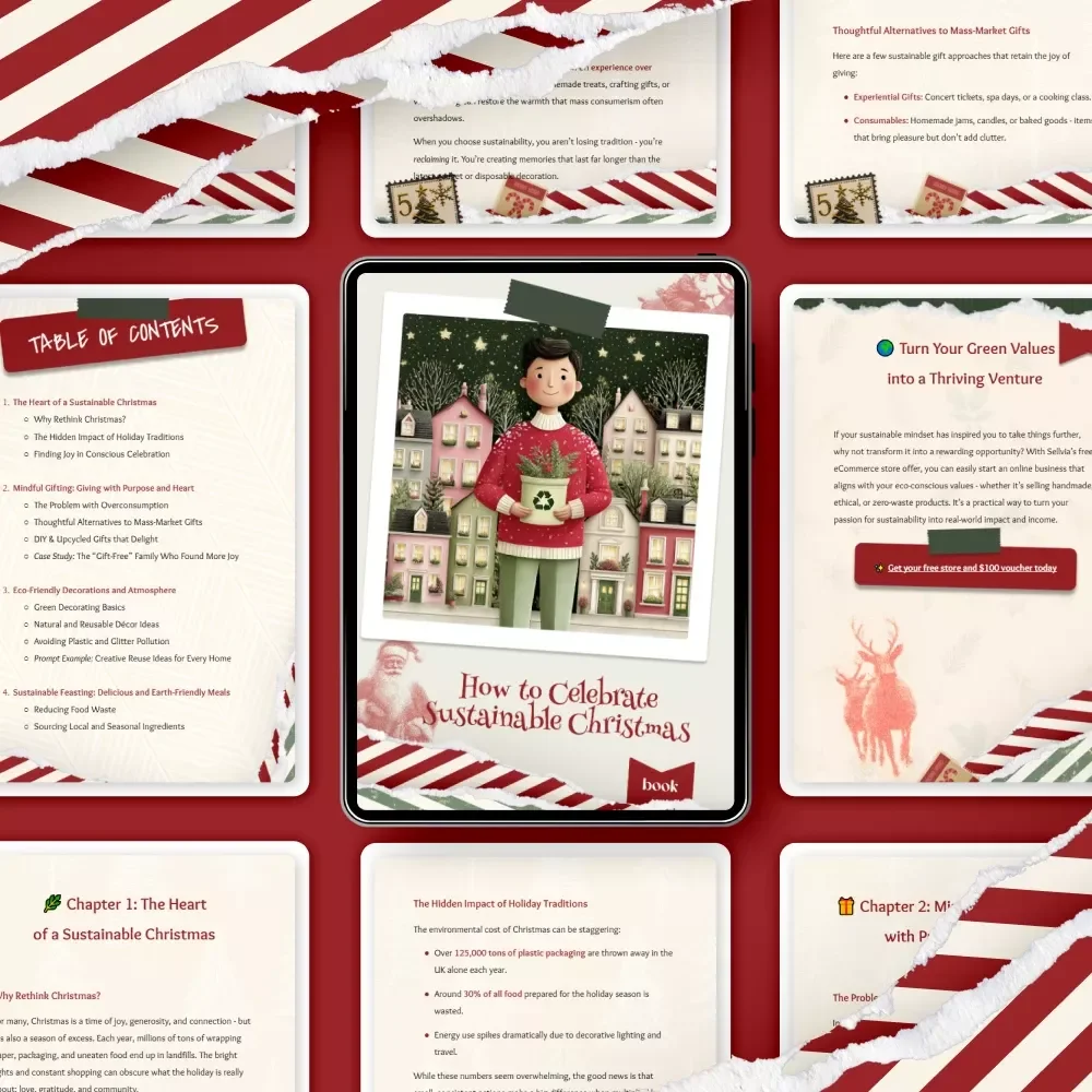 How to Celebrate Sustainable Christmas | Eco-Friendly Holiday eBook for Green Living | Guide to Mindful Gifting, Low-Waste Décor, and Earth-Friendly Traditions | how to have a sustainable christmas