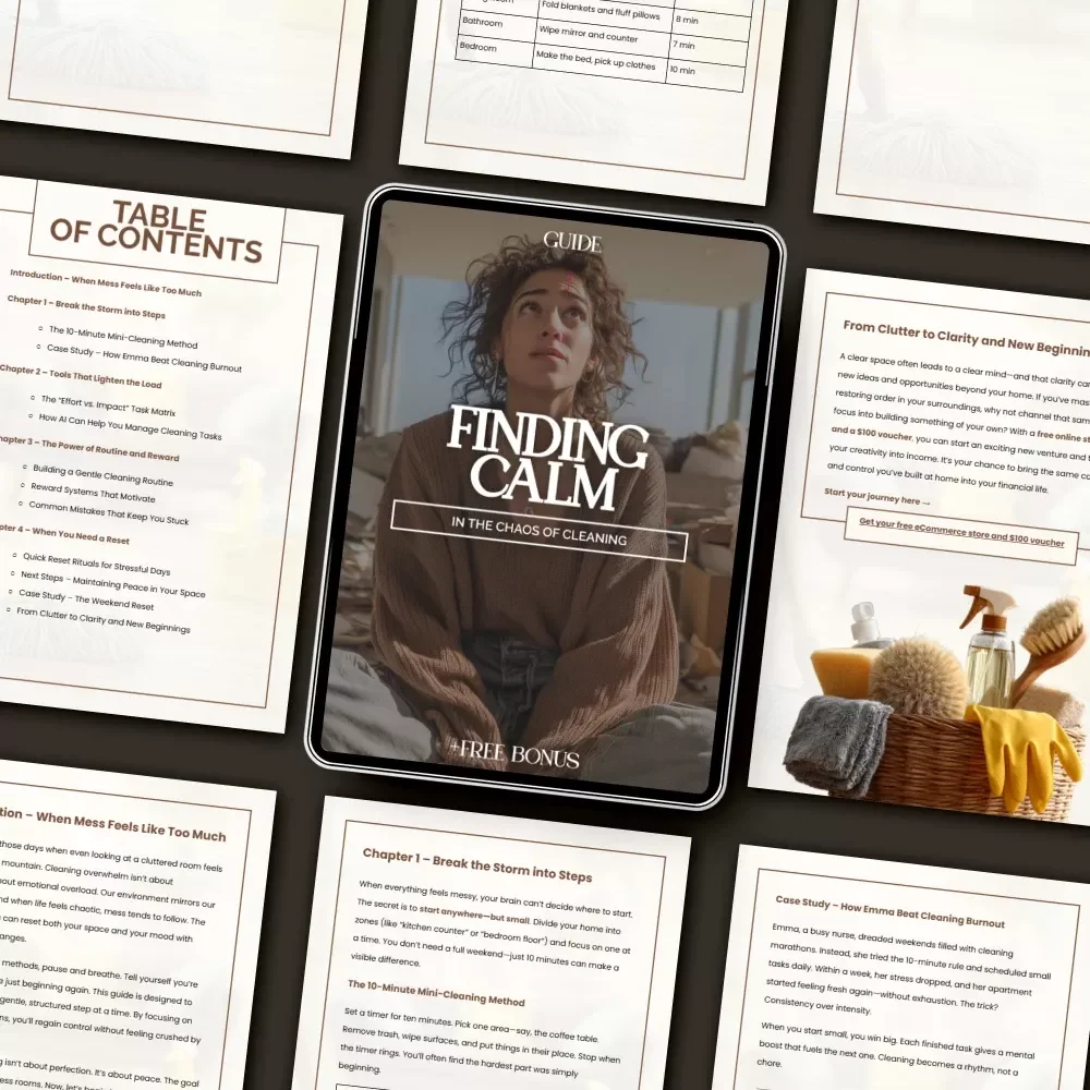Finding Calm in the Chaos of Cleaning | Digital Guide for Overwhelmed Home Organizers | What to Do When You Feel Overwhelmed Cleaning | Instant Download Self-Care Cleaning Motivation eBook