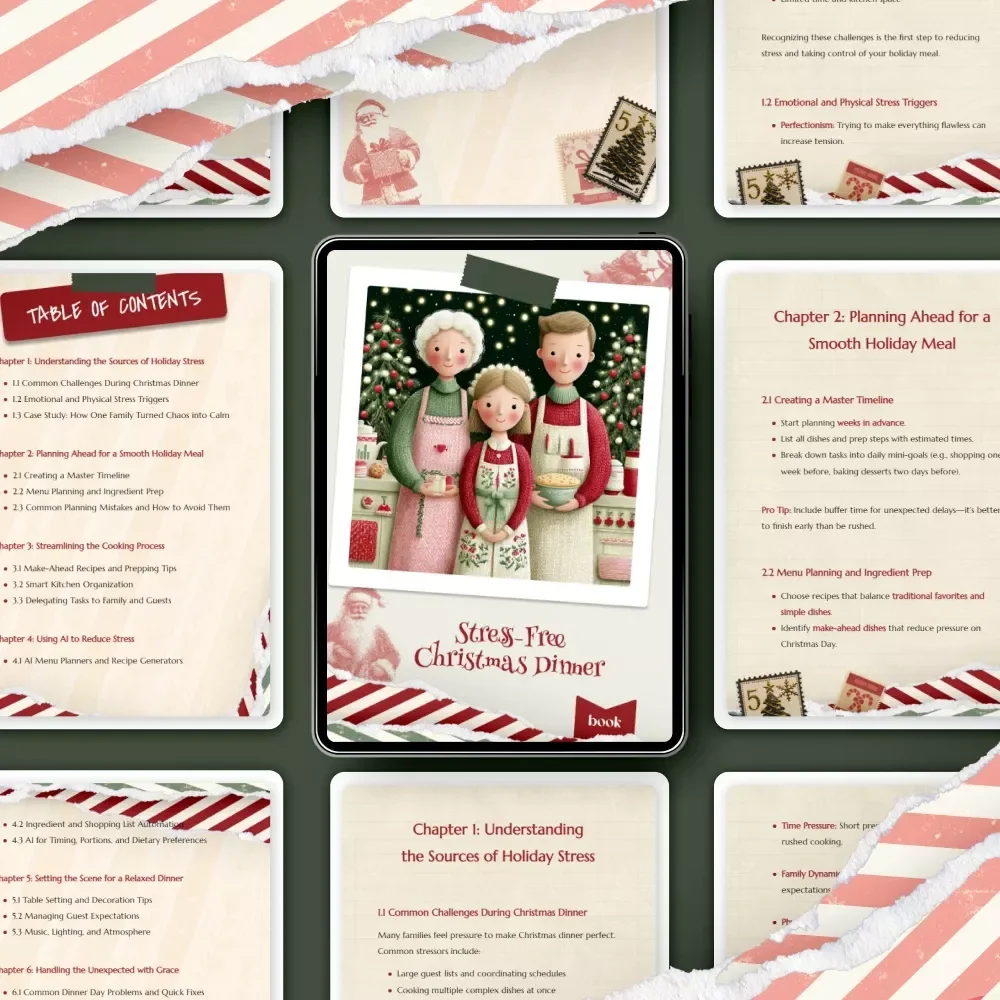 Stress-Free Christmas Dinner | Holiday Meal Planning eBook for how to make christmas dinner less stressful | Festive Menu, Prep & Hosting Guide