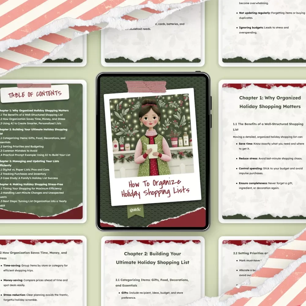 How To Organize Holiday Shopping Lists | Digital Guide for Stress-Free Gift Planning, Budgeting & Time Management | Step-by-Step Holiday Organization eBook