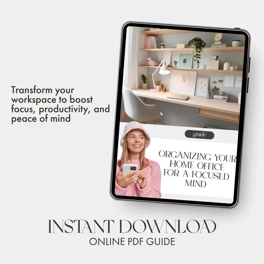 Organizing Your Home Office for a Focused Mind | Digital Guide on How to Organize Home Office for Mental Clarity | Minimalist Workspace eBook, Decluttering & Productivity Tips