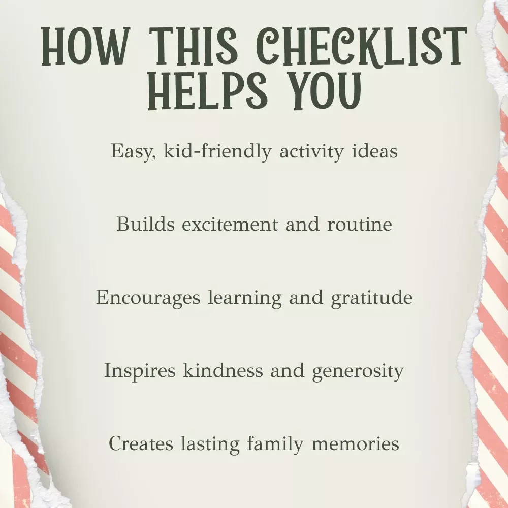 A Fun Christmas Countdown Checklist for Kids | Festive Printable Countdown Guide for Families | how to create a christmas countdown for kids | Holiday Activity List & Advent-Style Checklist