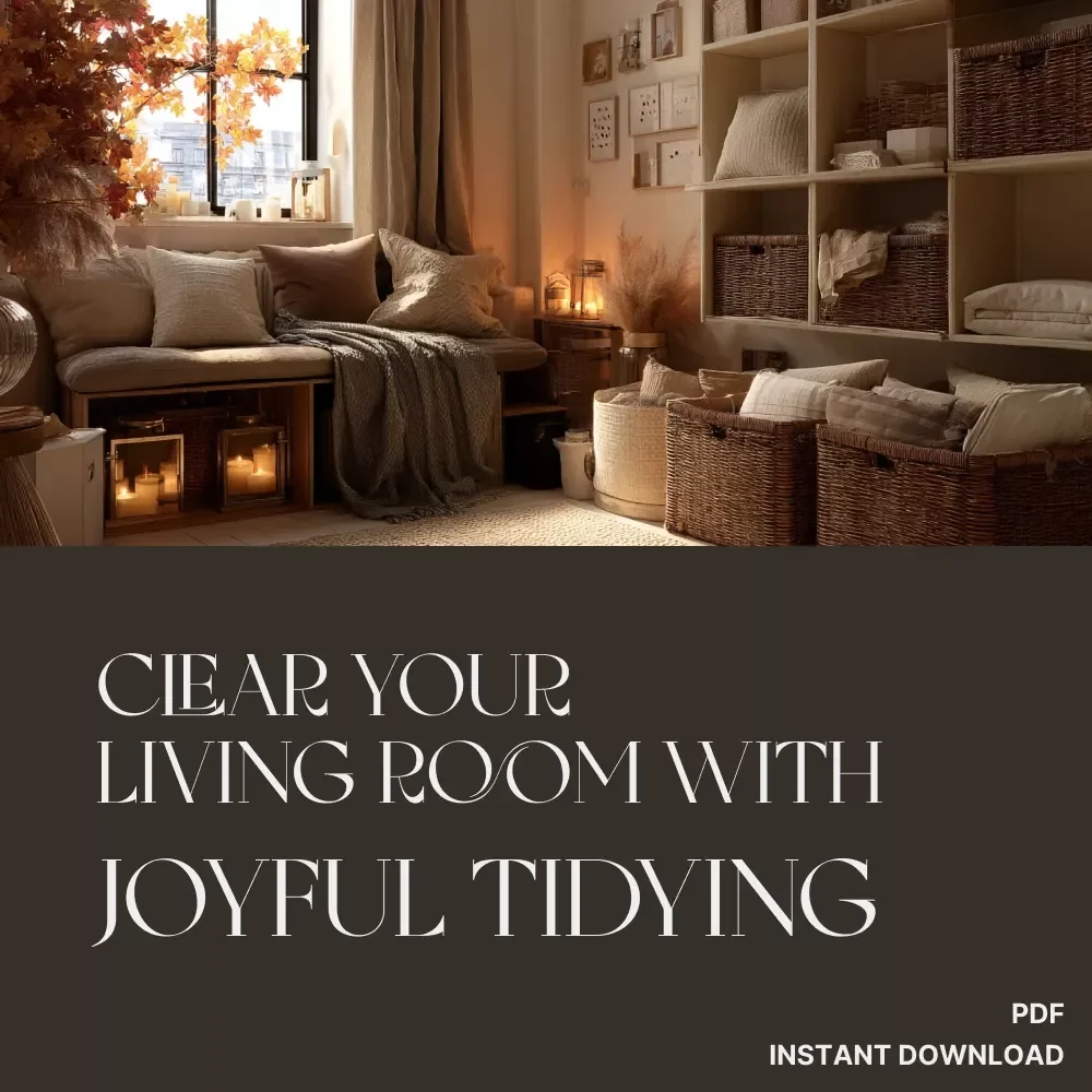 Clear Your Living Room with Joyful Tidying | KonMari Living Room Guide | Digital Download for Home Decluttering | How to Start KonMari in Living Room