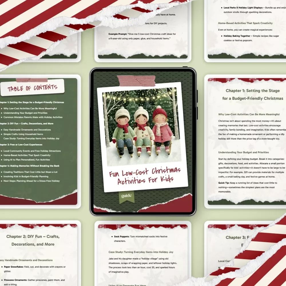 Fun Low-Cost Christmas Activities for Kids | Budget-Friendly Holiday Guide for Families | Digital Download with DIY Crafts, Simple Decorations & Meaningful Family Traditions | Low-Cost Christmas Activities for Kids