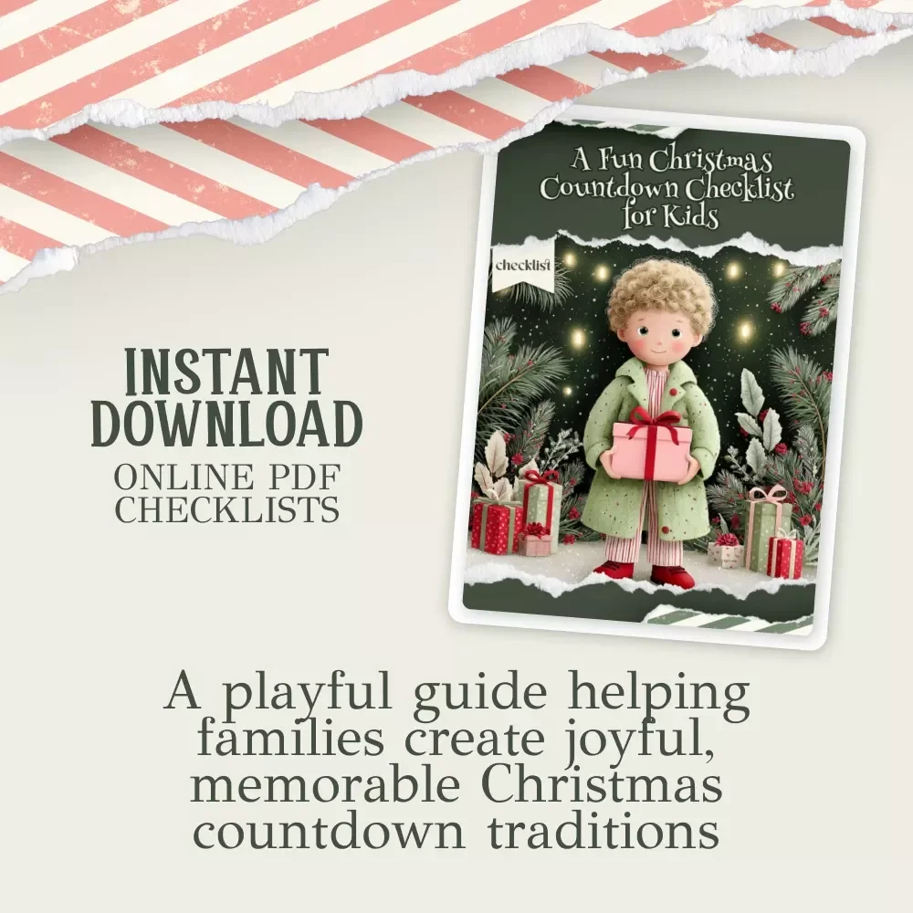 A Fun Christmas Countdown Checklist for Kids | Festive Printable Countdown Guide for Families | how to create a christmas countdown for kids | Holiday Activity List & Advent-Style Checklist