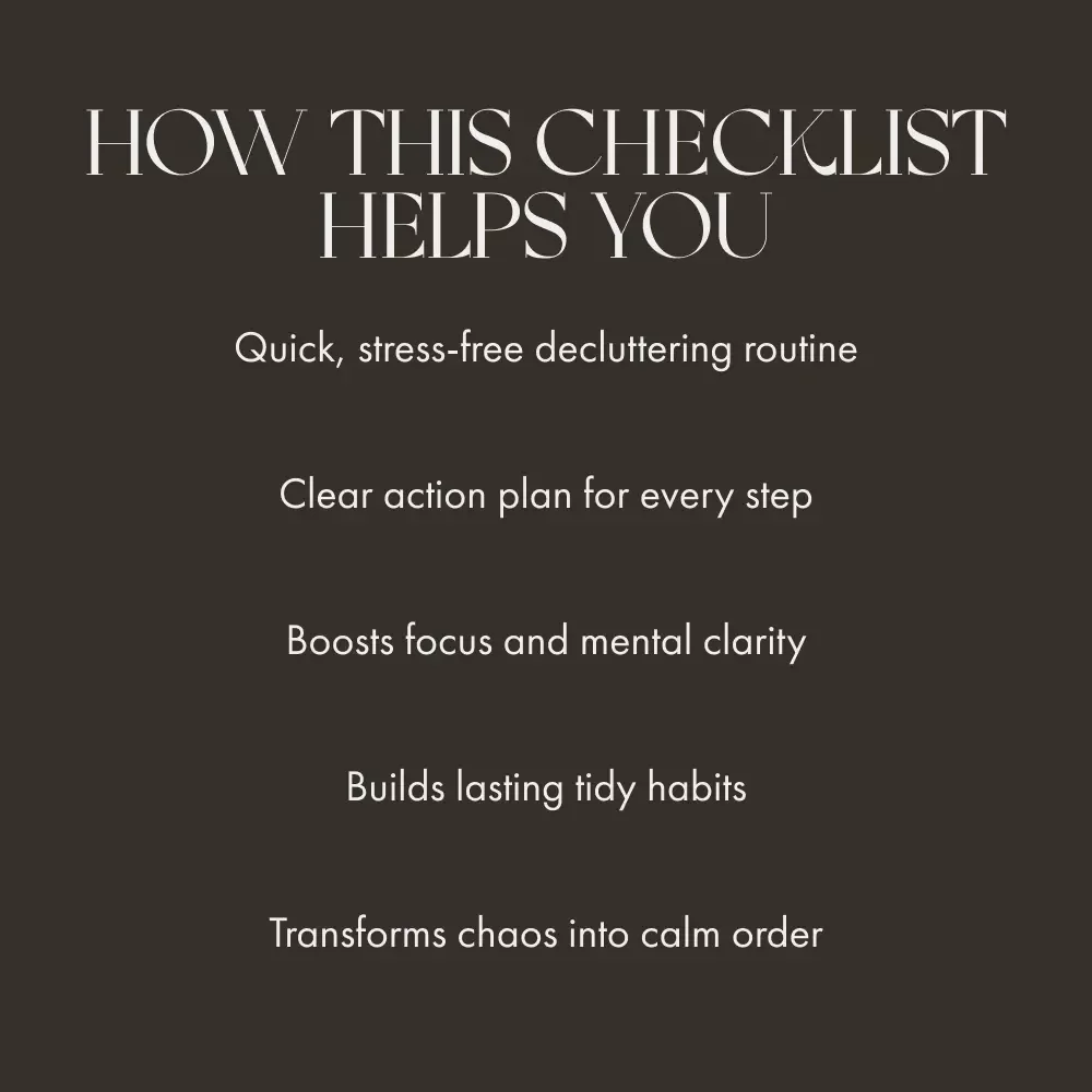 Your Step-by-Step Checklist to Calm the Cluttering Chaos | Printable Decluttering Guide for Anxiety Relief | what to do when clutter makes you anxious | Digital Download Checklist for Home Organization