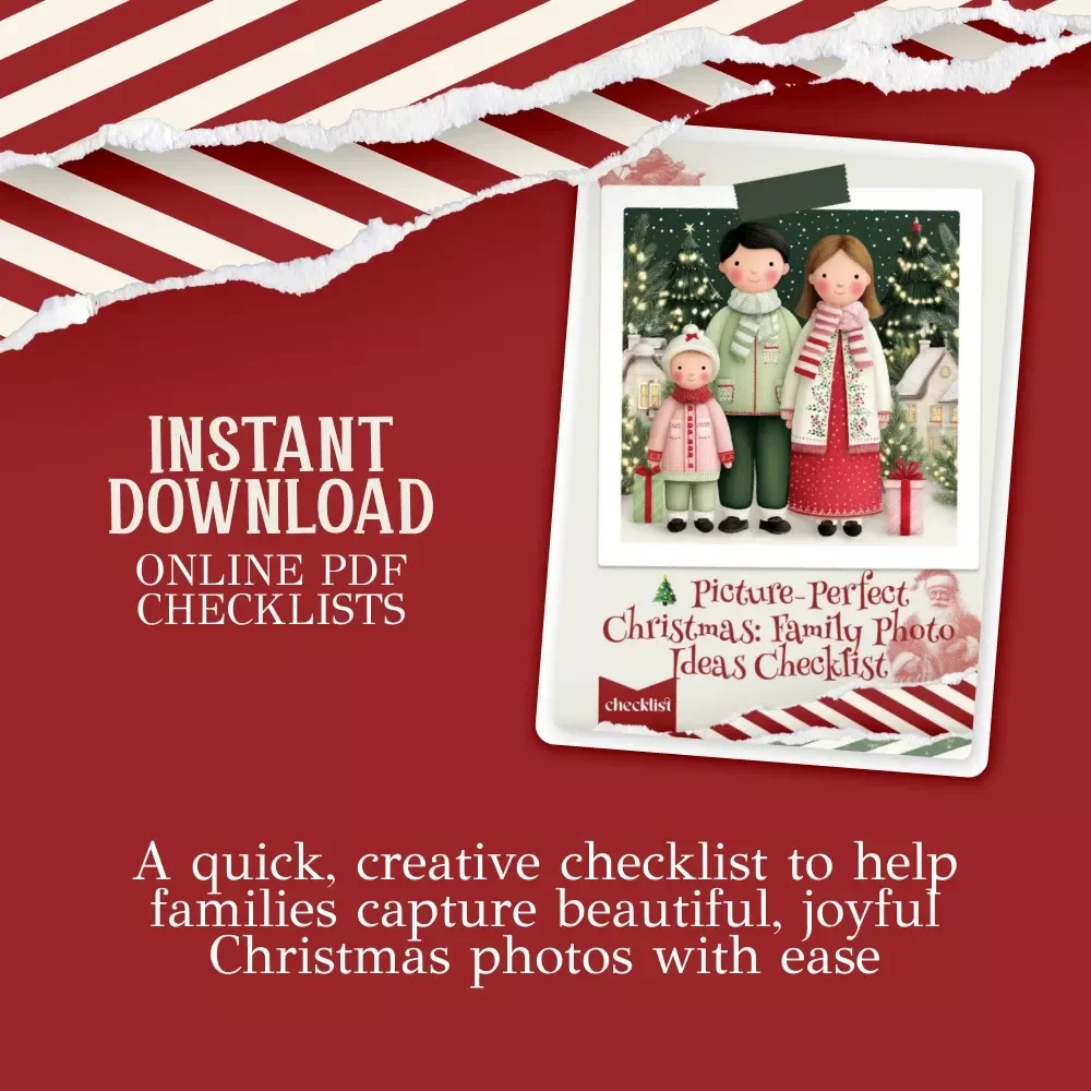 Picture-Perfect Christmas: Family Photo Ideas Checklist | Christmas Family Photo Ideas Printable Checklist for Holiday Photos | Festive Photography Guide