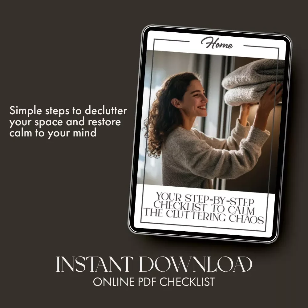 Your Step-by-Step Checklist to Calm the Cluttering Chaos | Printable Decluttering Guide for Anxiety Relief | what to do when clutter makes you anxious | Digital Download Checklist for Home Organization