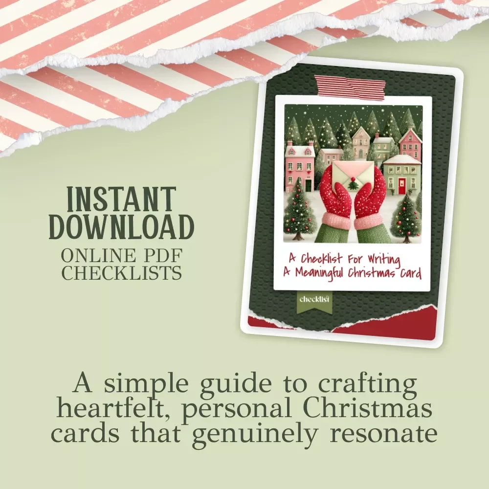 A Checklist for Writing a Meaningful Christmas Card | Printable Holiday Writing Guide for Heartfelt Messages | How to Write a Heartfelt Christmas Card