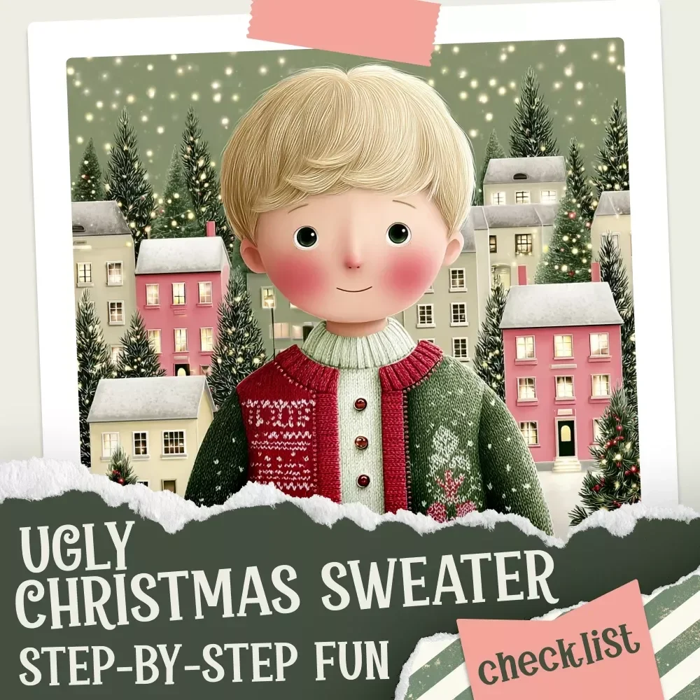 Ugly Christmas Sweater: Step-by-Step Fun | DIY Ugly Christmas Sweater Ideas Checklist | Holiday Craft Guide Digital Download