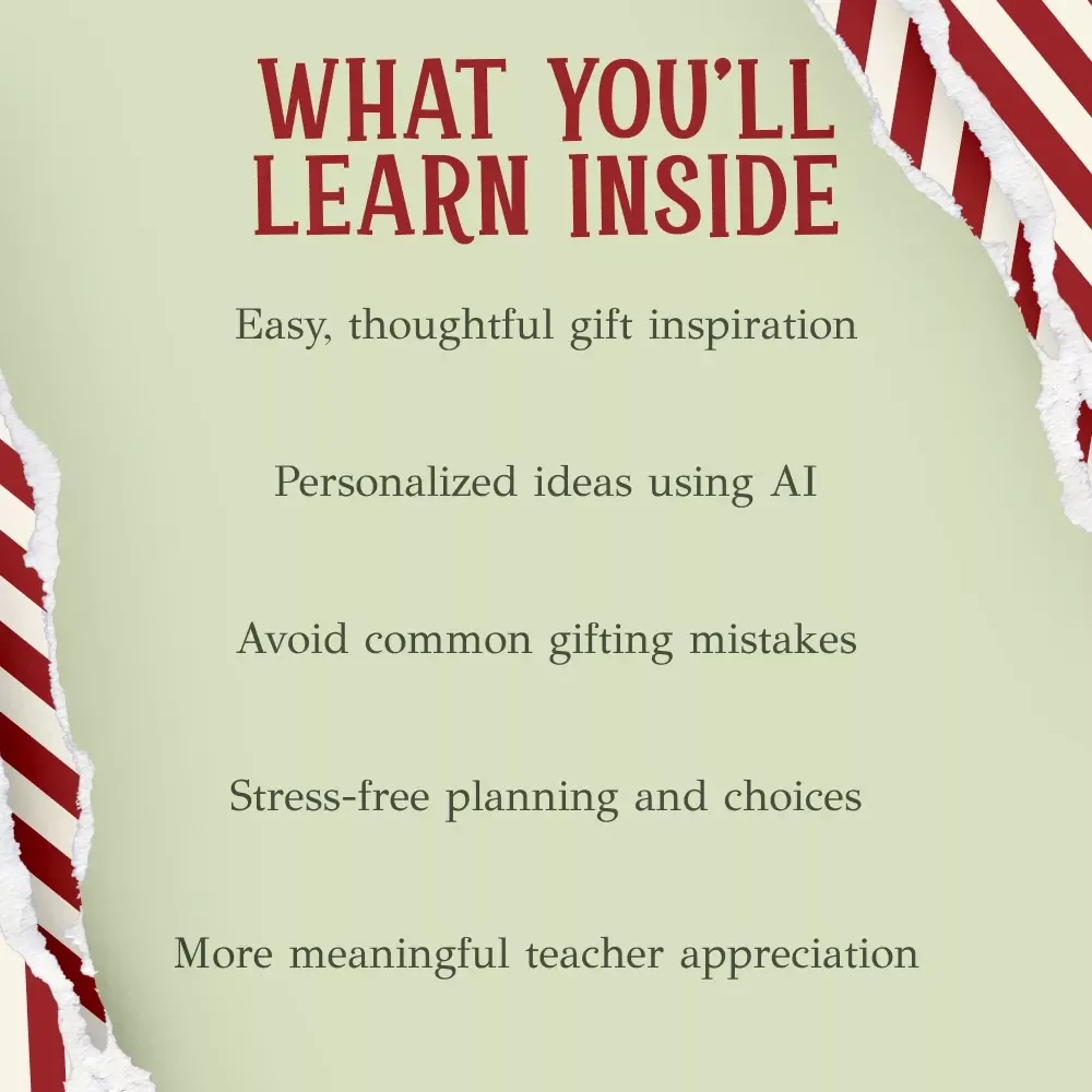 Thoughtful Teacher Gifts for a Joyful Christmas | Printable Holiday Guide for Meaningful teacher christmas gift ideas | Festive Digital Download for Parents & Students