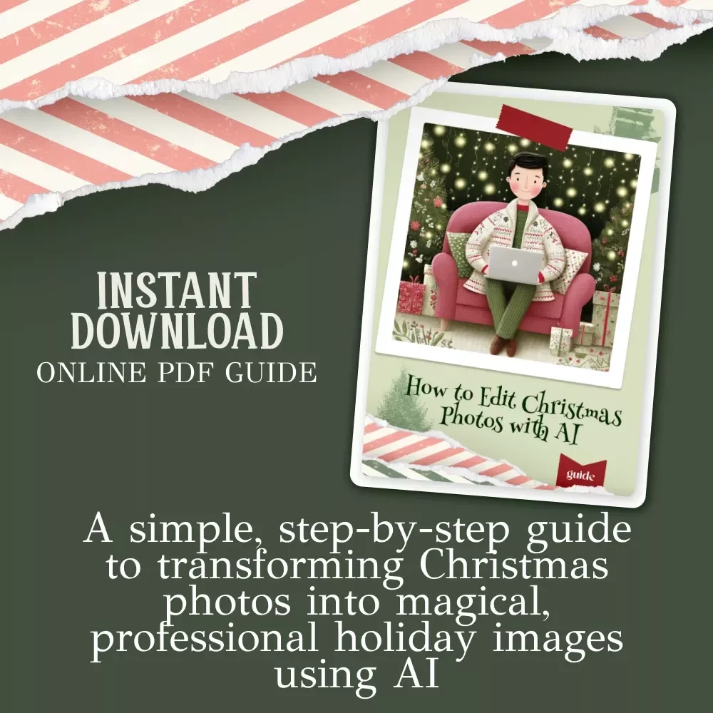 How to Edit Christmas Photos with AI – Holiday Photo Editing Guide, Festive Photo eBook, Digital Download for Easy Christmas AI Editing