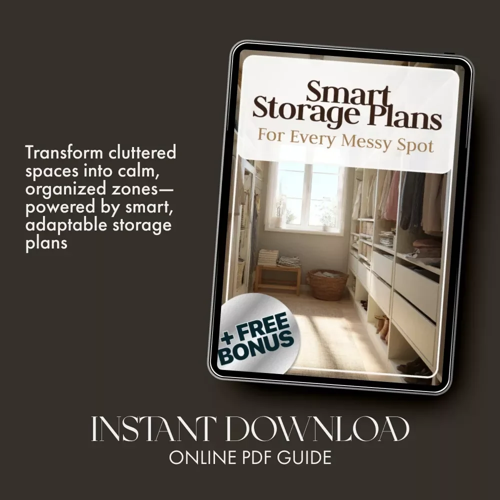 Smart Storage Plans for Every Messy Spot | Printable Digital Guide for How to Plan Storage Solutions for Clutter Prone Areas | Home Organization eBook