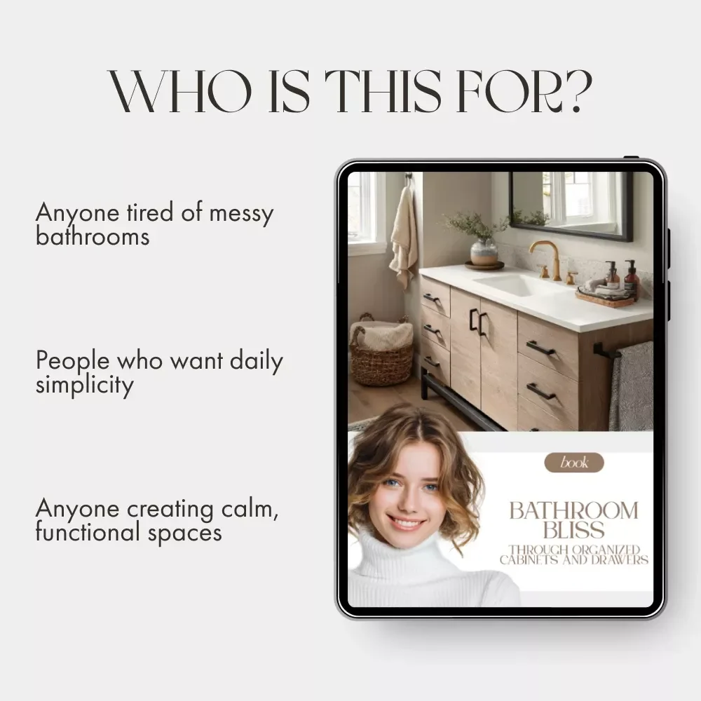 Bathroom Bliss Through Organized Cabinets and Drawers | Digital eBook for Home Organization | How to Organize Bathroom Cabinets and Drawers Guide