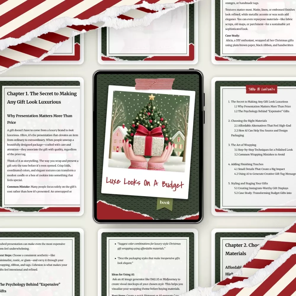 Luxe Looks on a Budget | Digital Download Gift-Wrapping Guide, Luxury Gift Presentation Tips, Budget-Friendly Gifting eBook, Printable Checklist
