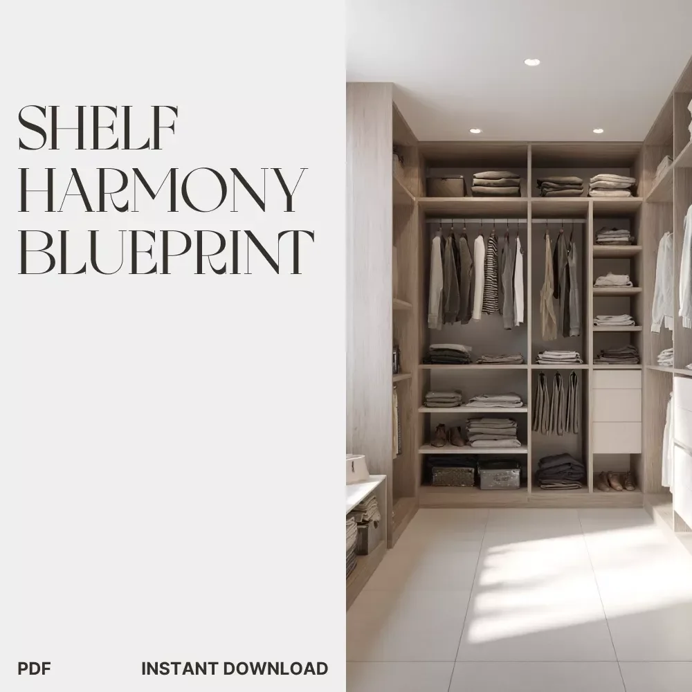The Shelf Harmony Blueprint | Ultimate Guide on How to Organize Closet Shelves for a Beautiful, Functional Wardrobe Space | Digital Download