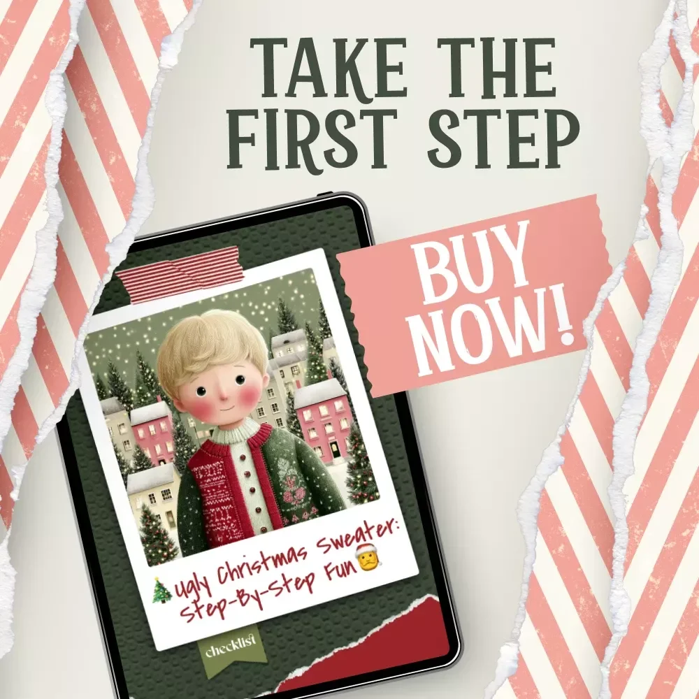 Ugly Christmas Sweater: Step-by-Step Fun | DIY Ugly Christmas Sweater Ideas Checklist | Holiday Craft Guide Digital Download