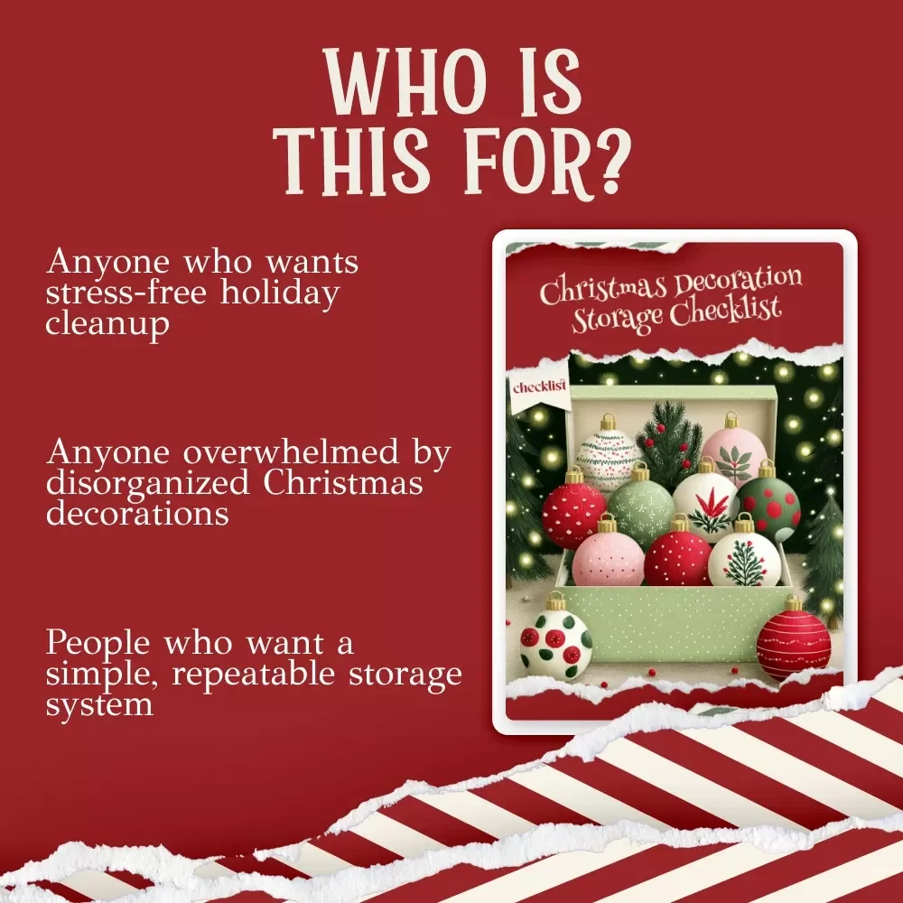 Christmas Decoration Storage Checklist — Printable Holiday Storage Guide, Christmas Organization Checklist, Digital Download for Decluttering & Seasonal Storage