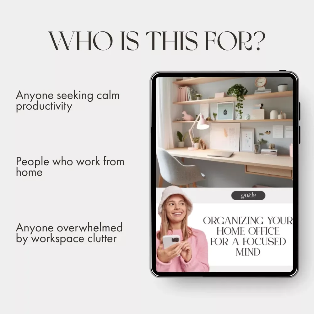 Organizing Your Home Office for a Focused Mind | Digital Guide on How to Organize Home Office for Mental Clarity | Minimalist Workspace eBook, Decluttering & Productivity Tips