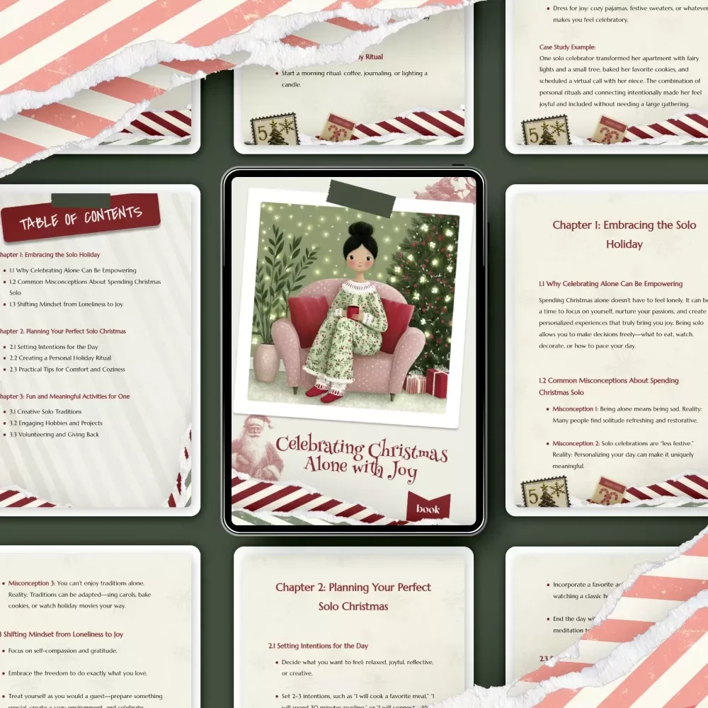 Celebrating Christmas Alone with Joy | How to Celebrate Christmas Alone | Self-Care Holiday eBook for Solo Christmas Inspiration and Empowerment