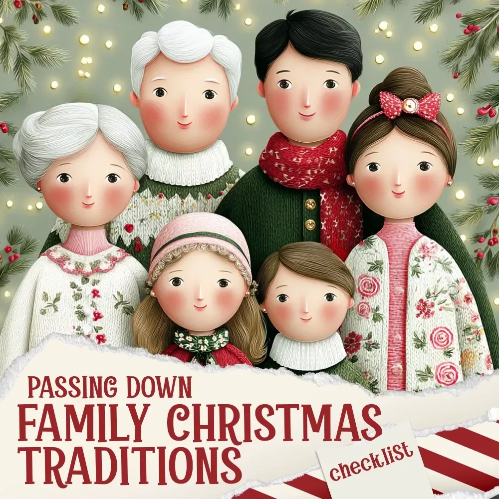 Passing Down Family Christmas Traditions Checklist | How to Pass On Family Christmas Traditions | Holiday Tradition Guide Printable