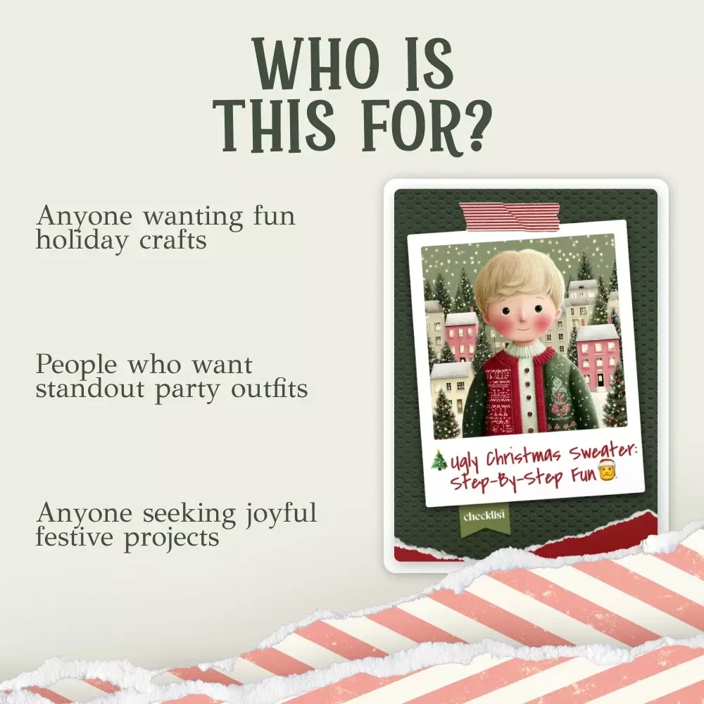 Ugly Christmas Sweater: Step-by-Step Fun | DIY Ugly Christmas Sweater Ideas Checklist | Holiday Craft Guide Digital Download