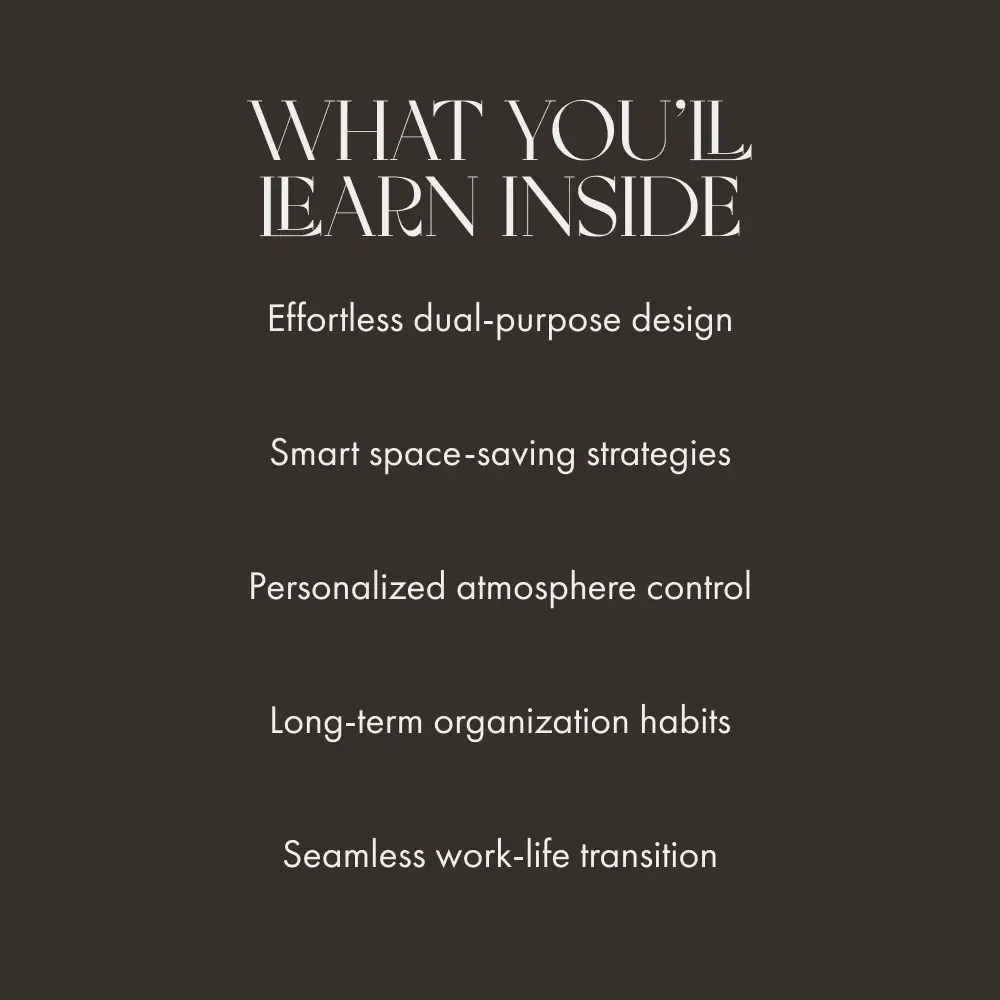 The Balanced Space That Works – eBook Guide for How to Make Living Room Double as Office | Home Office Design Tips & Hybrid Living Inspiration