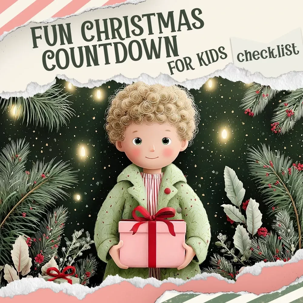 A Fun Christmas Countdown Checklist for Kids | Festive Printable Countdown Guide for Families | how to create a christmas countdown for kids | Holiday Activity List & Advent-Style Checklist