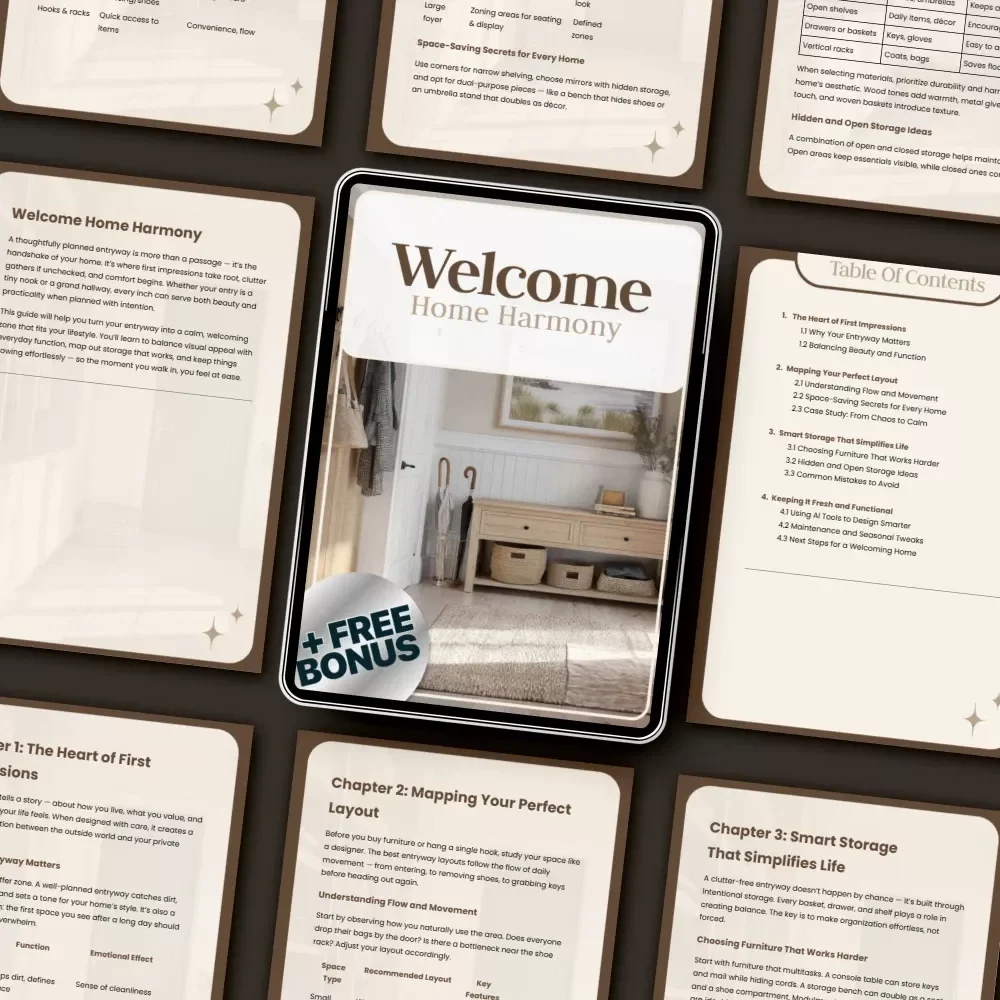 Welcome Home Harmony | Digital eBook & Guide for Entryway Design, Smart Storage, and Home Flow | Printable PDF for a Calm, Functional Space