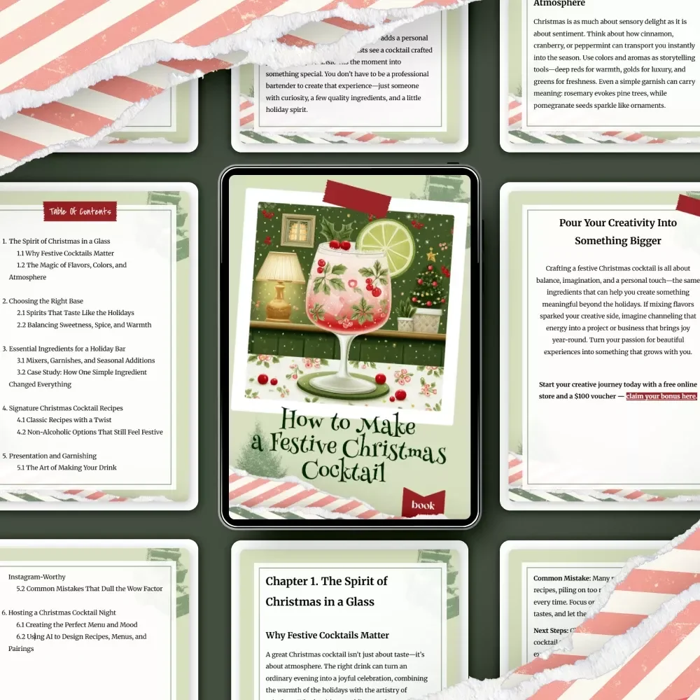 How to Make a Festive Christmas Cocktail | Holiday Mixology eBook for Entertaining, Seasonal Drinks, and Party Hosting | Digital Download Guide | Learn how to make a festive christmas cocktail