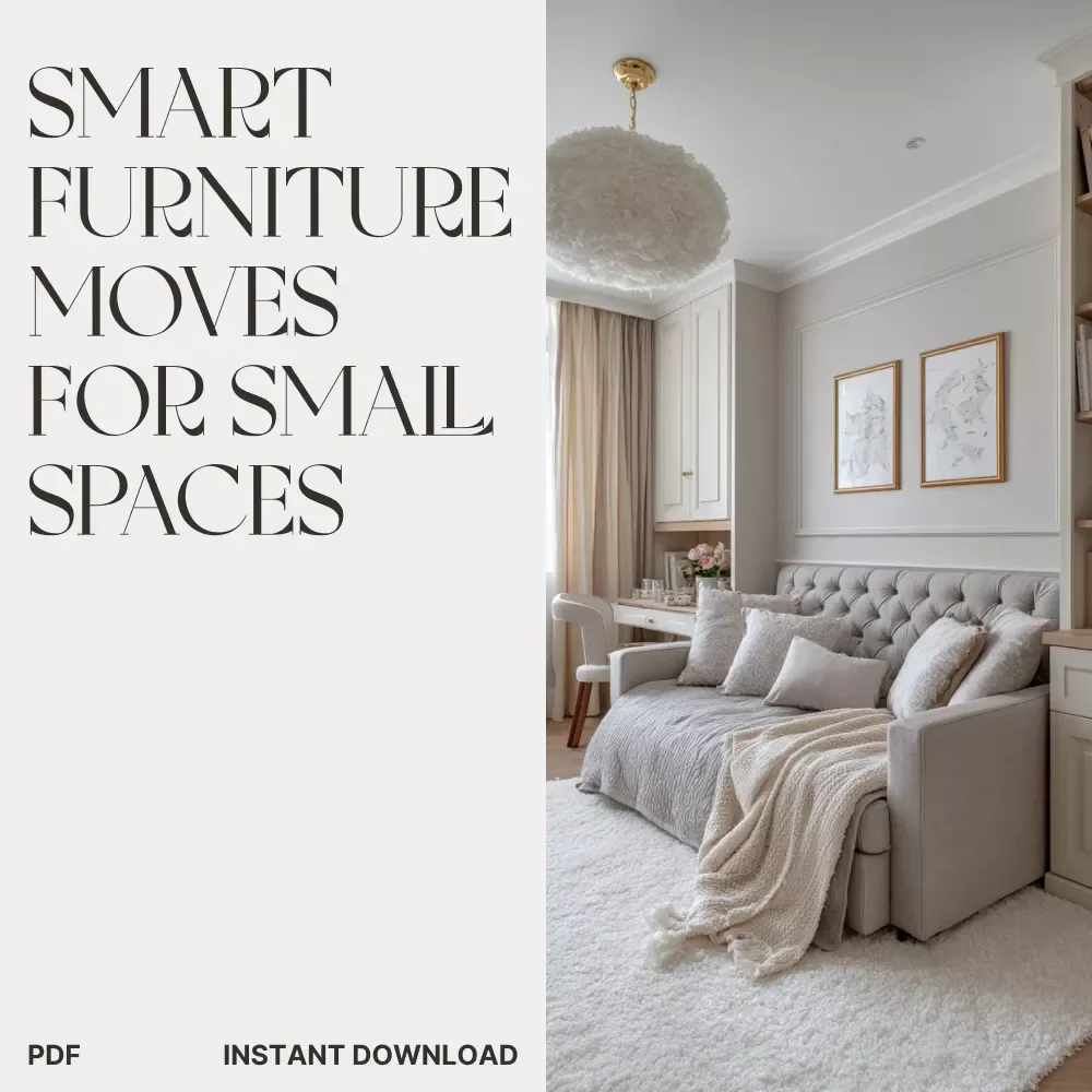 Smart Furniture Moves for Small Spaces | Small Apartment Furniture Layout Guide | Digital Download Home Design Checklist for Studio Living