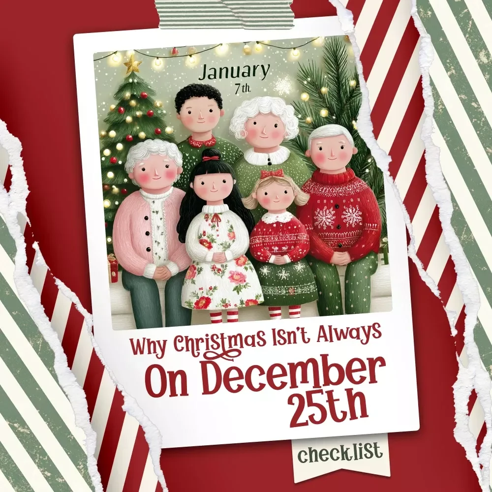 Why Christmas Isn’t Always on December 25th | Festive Holiday Checklist Digital Download | why do some countries celebrate christmas on different dates