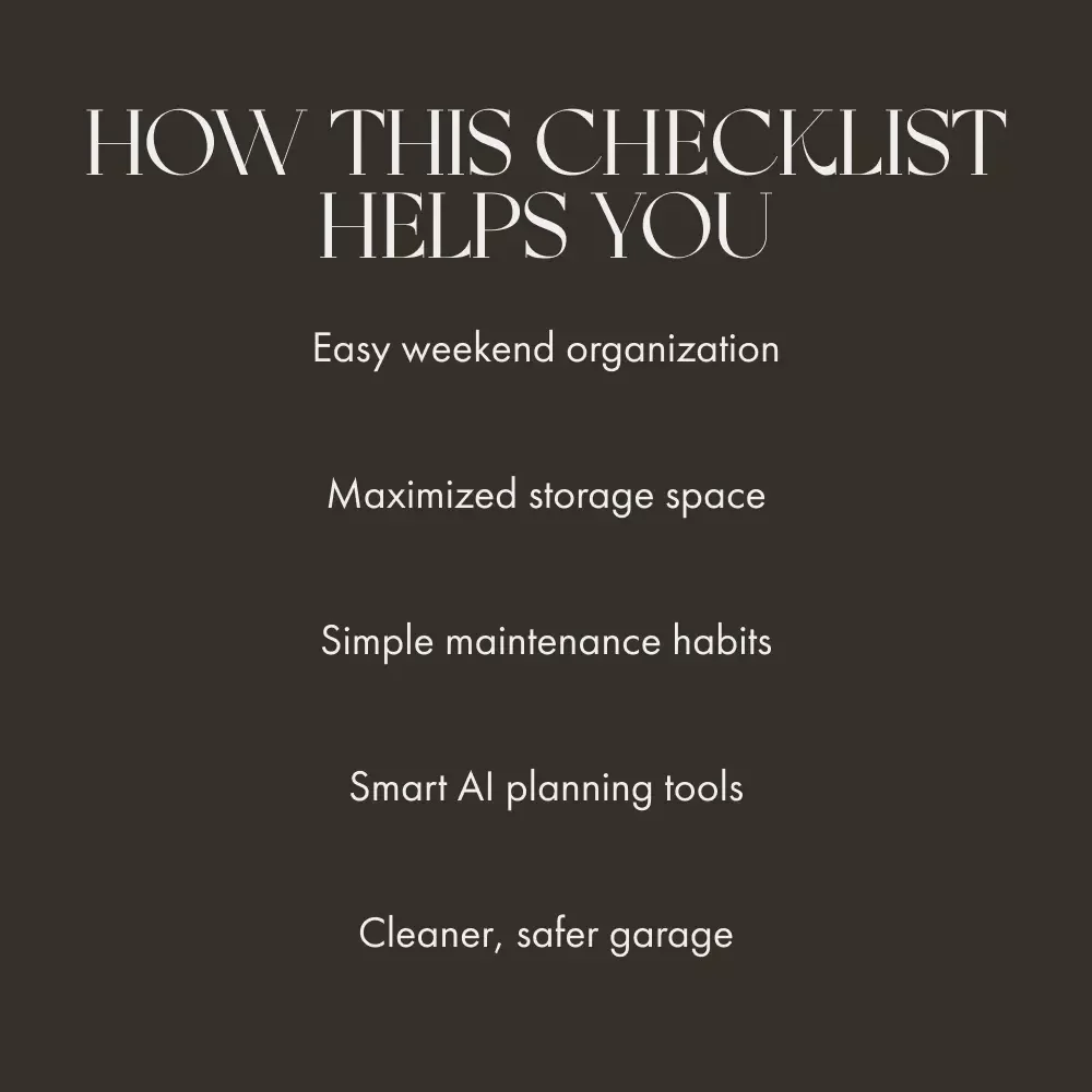 The Garage Organization Checklist | Printable Guide for How to Organize a Garage for Flow | Smart Storage, Decluttering & AI Planning