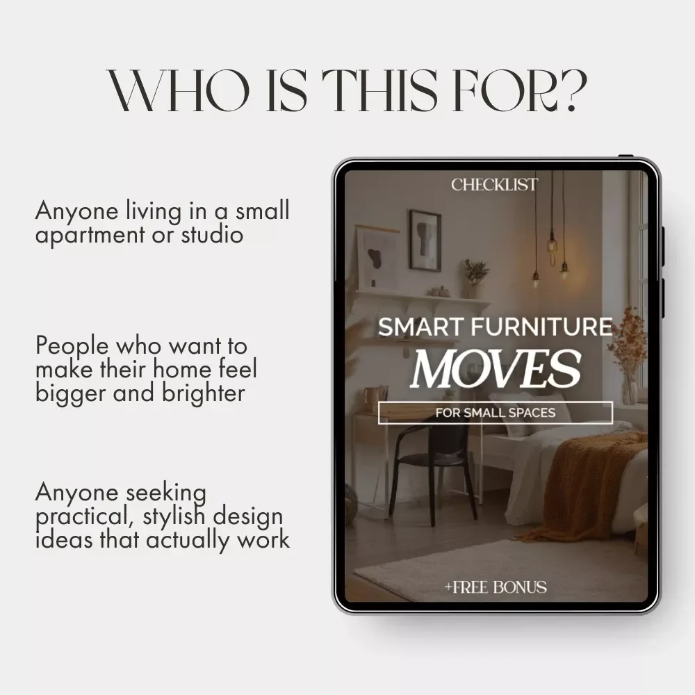 Smart Furniture Moves for Small Spaces | Small Apartment Furniture Layout Guide | Digital Download Home Design Checklist for Studio Living