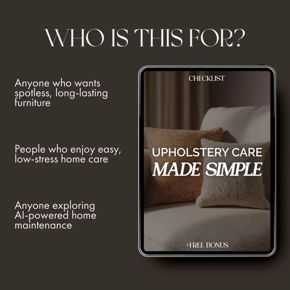 Upholstery Care Made Simple | Printable Home Cleaning Checklist | Digital Download Guide on How to Maintain Upholstery Naturally