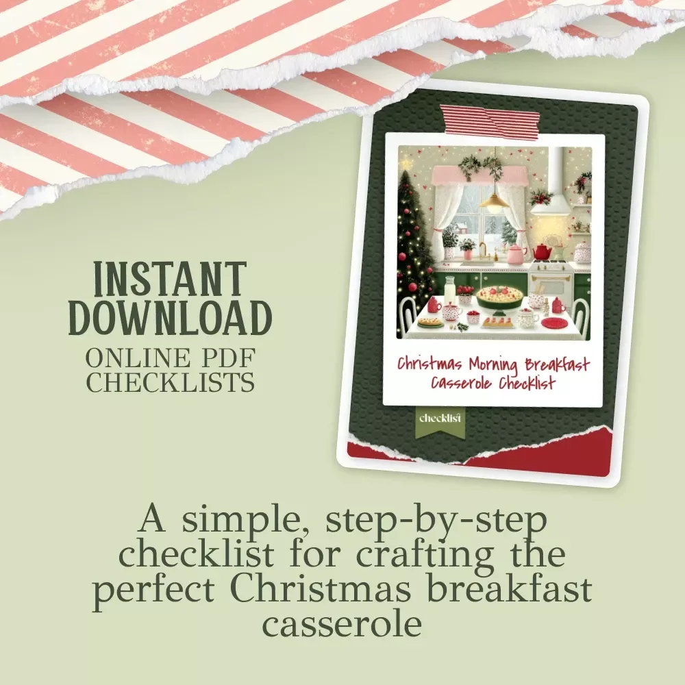How to Make a Christmas Morning Breakfast Casserole Checklist | Festive Holiday Cooking Guide | Easy Make-Ahead Christmas Brunch Planner | how to make a christmas morning breakfast casserole