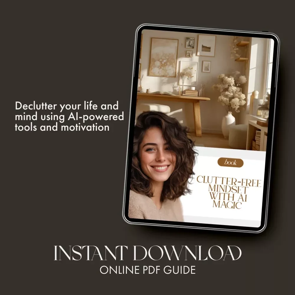Clutter-Free Mindset with AI Magic | How to Use AI to Create a Decluttering Plan | Digital eBook for Simplifying Your Space & Mind