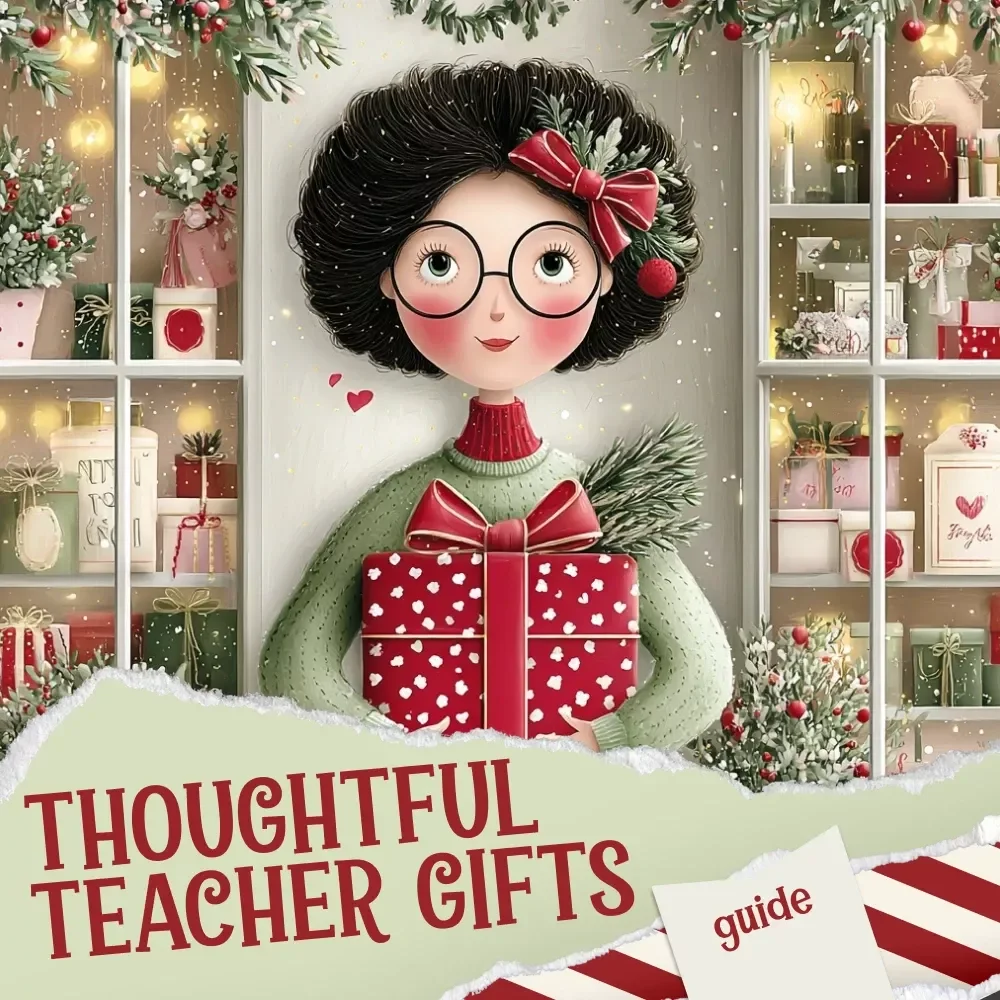 Thoughtful Teacher Gifts for a Joyful Christmas | Printable Holiday Guide for Meaningful teacher christmas gift ideas | Festive Digital Download for Parents & Students