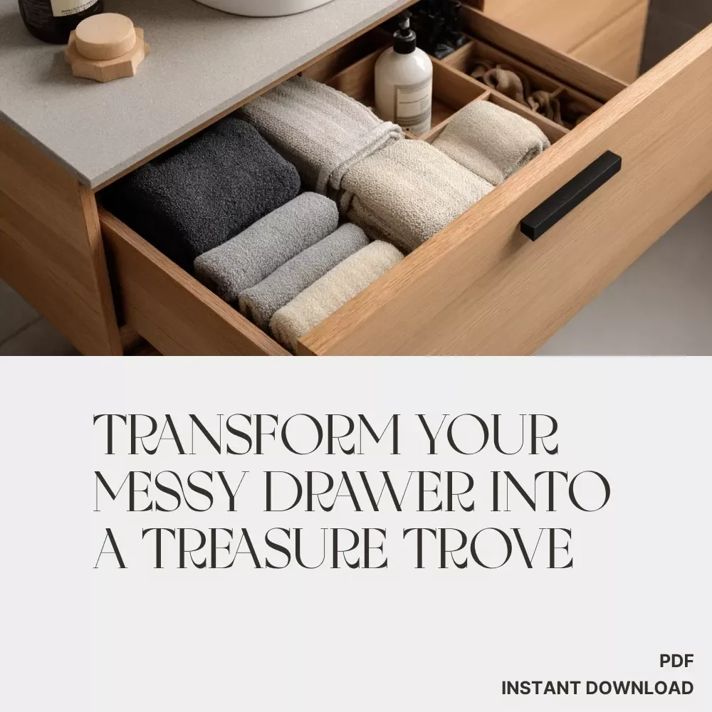 Transform Your Messy Drawer into a Treasure Trove | Printable Checklist | how to organize junk drawers | Declutter & Organize Your Space Instantly
