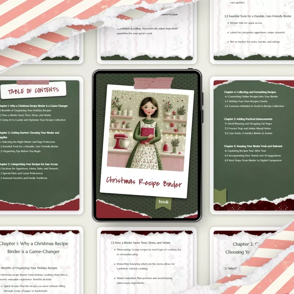 Christmas Recipe Binder | Festive Kitchen Organizer eBook | How to Create a Christmas Recipe Binder Step-by-Step for a Stress-Free Holiday