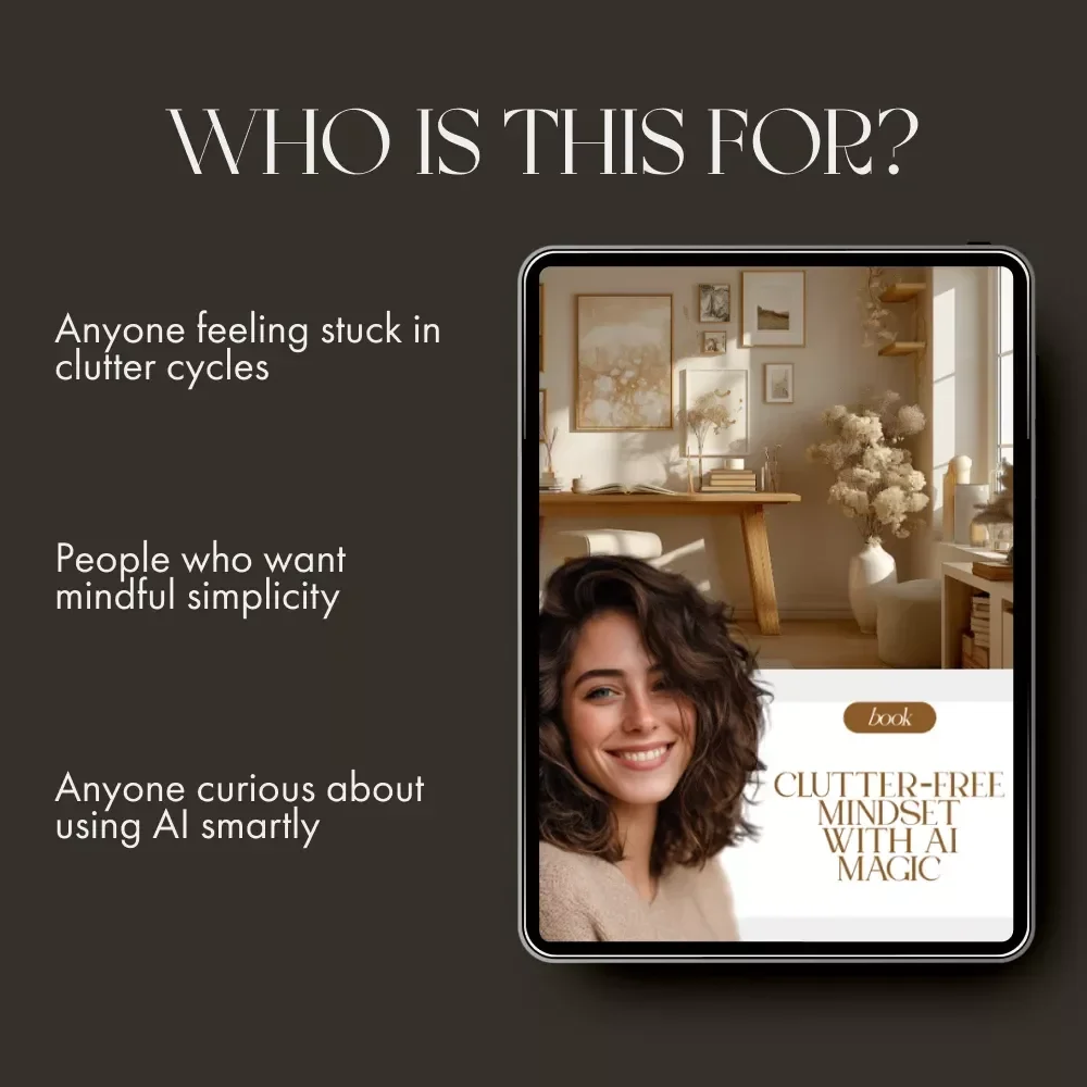 Clutter-Free Mindset with AI Magic | How to Use AI to Create a Decluttering Plan | Digital eBook for Simplifying Your Space & Mind