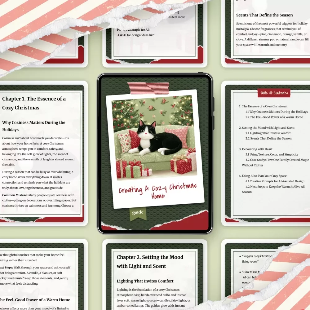 Creating a Cozy Christmas Home | Cozy Christmas Home Decor Guide | Holiday Decor Digital Download | Warm & Inviting Christmas eBook