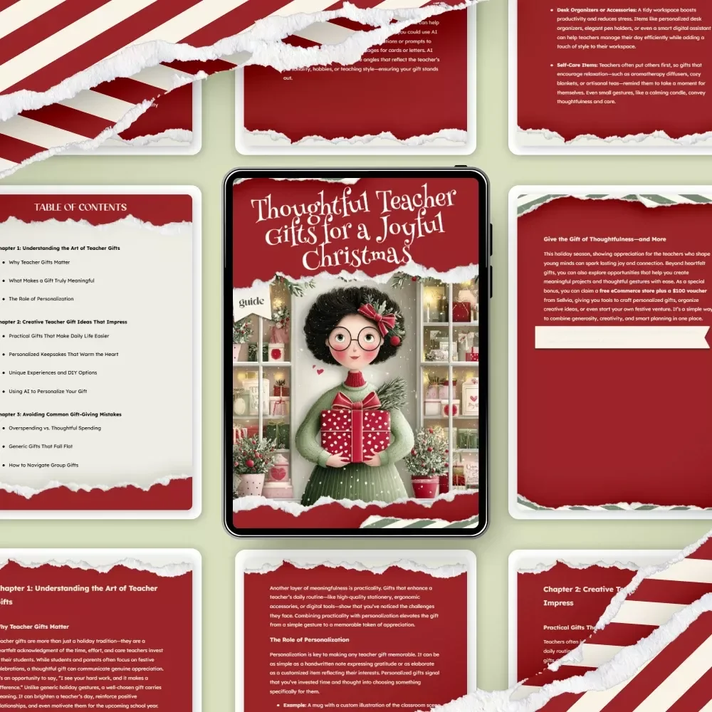 Thoughtful Teacher Gifts for a Joyful Christmas | Printable Holiday Guide for Meaningful teacher christmas gift ideas | Festive Digital Download for Parents & Students