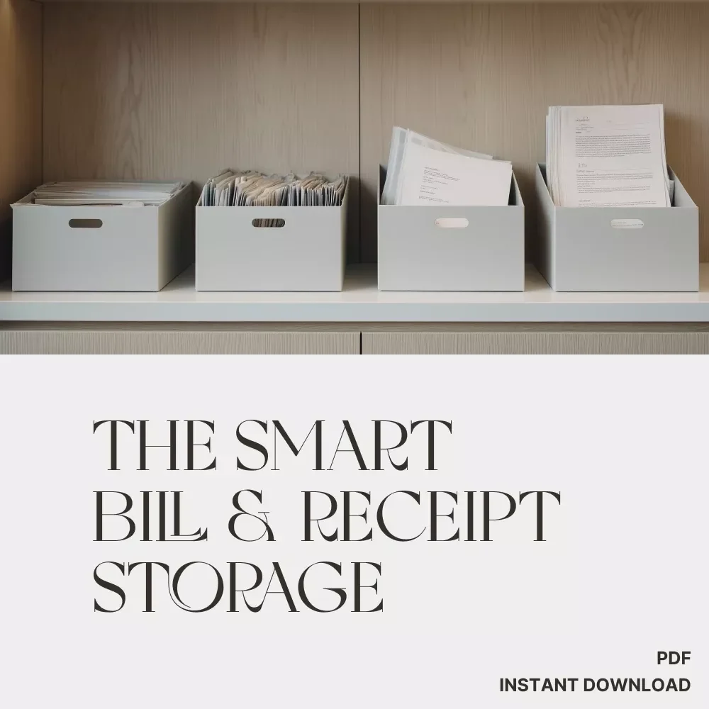 The Smart Bill & Receipt Storage Checklist | Digital Download for Organized Finances | Best Way to Store Bills and Receipts | Paper & Digital Filing System Guide