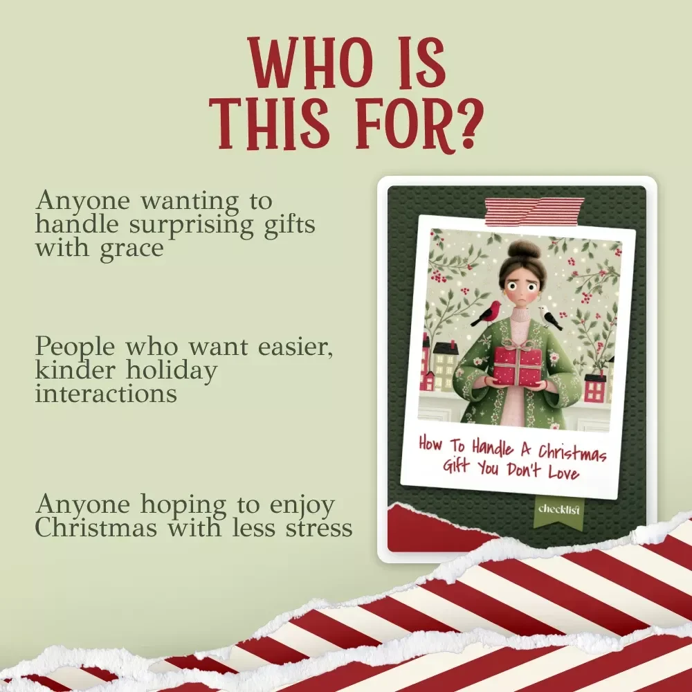 How to Handle a Christmas Gift You Don’t Love | Holiday Etiquette Guide | Christmas Digital Download | Gifting Manners Checklist for Graceful Reactions