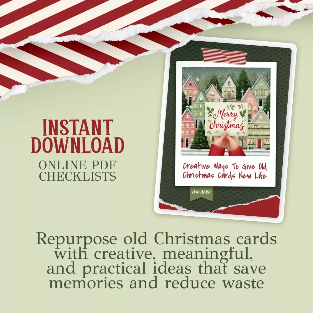 Creative Ways to Give Old Christmas Cards New Life Checklist | Digital Download | what to do with old christmas cards Ideas | Eco-Friendly Christmas Card Upcycling Guide
